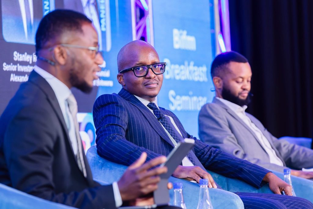 Mr Mbaki Mudlovu, Bifm Portfolio Manager -Fixed Income (left), Mr Mbakisi Gopolang, Debswana Pension Fund Acting Chief Investment officer (Middle),Bank of Botswana Senior Dealer Mr Boago Kebaitse (left) during panel discussion